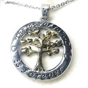 Honolulu Jewelry Silver Family Tree Pendant Necklace w/ approx 16” 925 chain